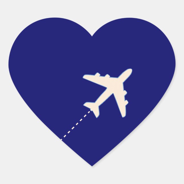 Sticker Cœur Avion de voyage avec ligne pointillée (Devant)