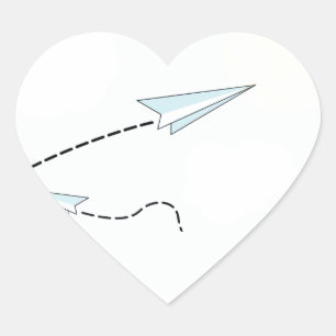 Sticker Cœur avions à papier