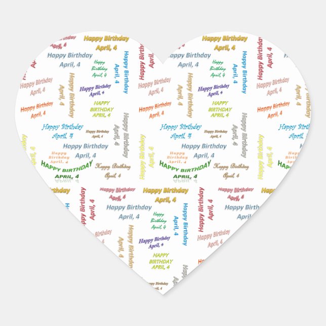 Sticker Cœur Avril 4 Anniversaire (Devant)