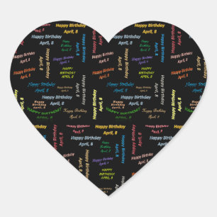 Sticker Cœur Avril 8 Anniversaire