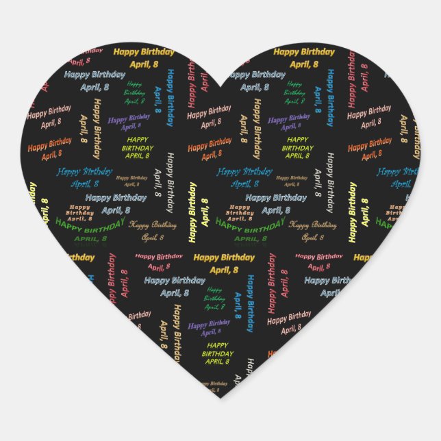Sticker Cœur Avril 8 Anniversaire (Devant)