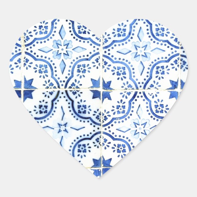 Sticker Cœur Azulejos, Portuguese Tiles (Devant)
