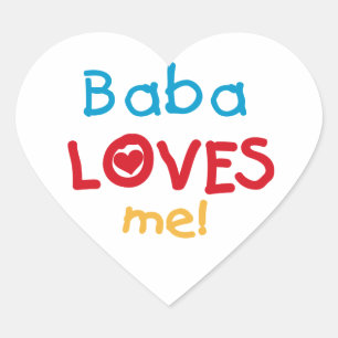 Sticker Cœur Baba aime mes t-shirts et cadeaux