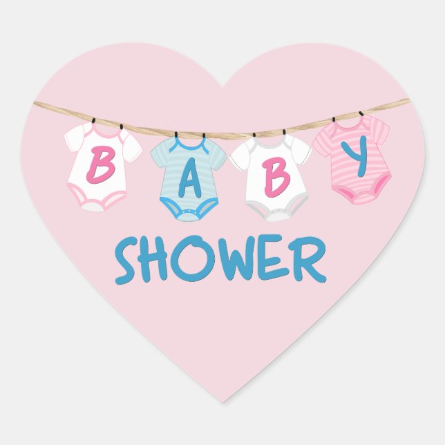 Sticker Cœur Baby shower avec Vêtements pour bébés (Devant)