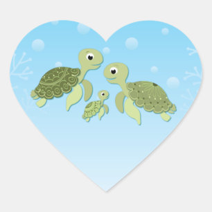 Sticker Cœur Baby shower de la tortue de mer Co-Ed Genre neutre