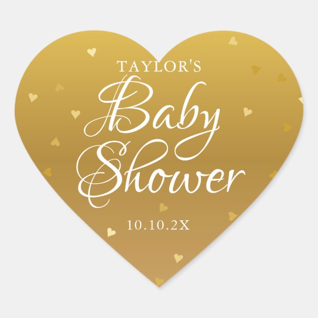 Sticker Cœur Baby shower des coeurs d'or (Devant)