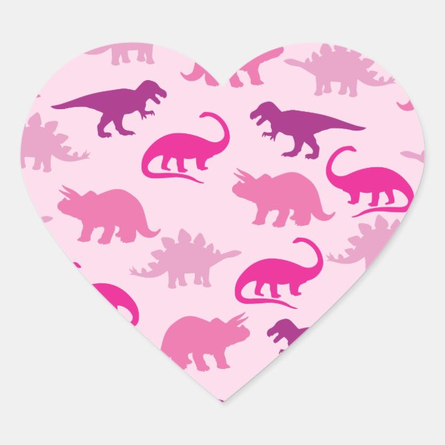 Sticker Cœur Baby shower Dinosaur rose (Devant)