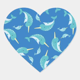 Sticker Cœur Baby shower Narval