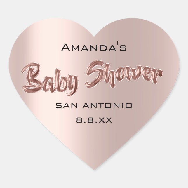 Sticker Cœur Baby shower Nom Ballons Rose Mariage (Devant)