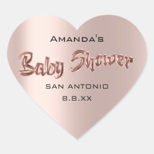 Sticker Cœur Baby shower Nom Ballons Rose Mariage