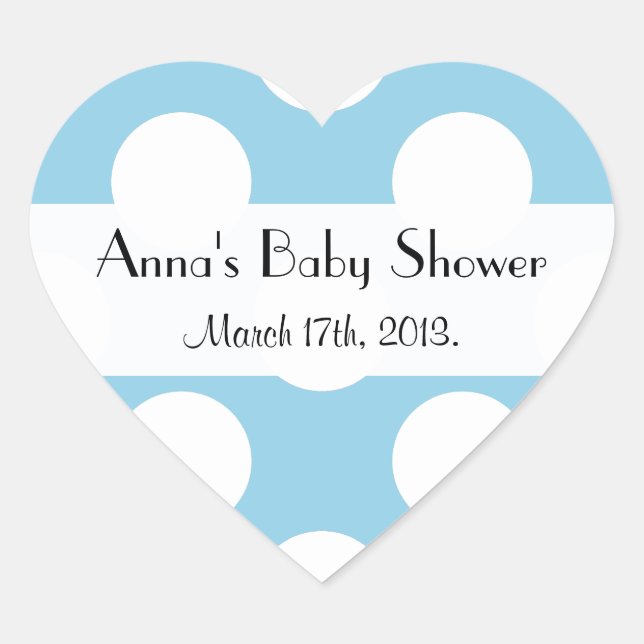 Sticker Cœur Baby shower - Pois (Motif pointu) - Bleu (Devant)