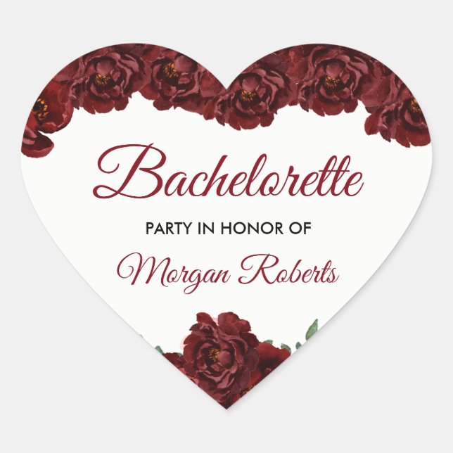 Sticker Cœur Bachelorette de la Rose rouge de Bourgogne (Devant)