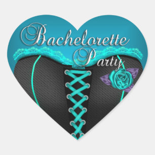 Sticker Coeur Bachelorette Party bleu Turquoise Co