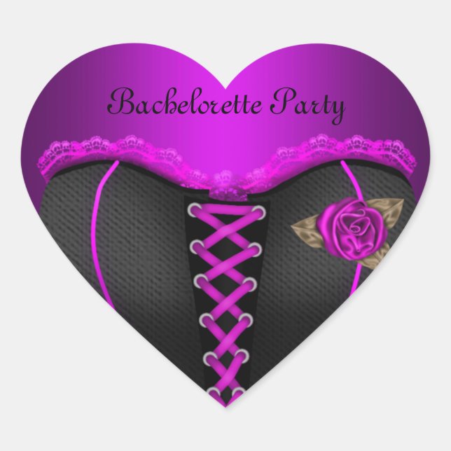Sticker Coeur Bachelorette Party Purple Corset (Devant)