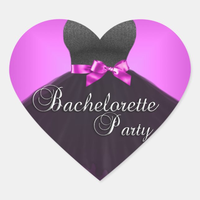 Sticker Coeur Bachelorette Party Rosée Robe noire (Devant)