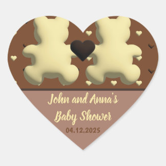 Sticker Cœur Baguette en Baby shower de coeur en ours de chocol
