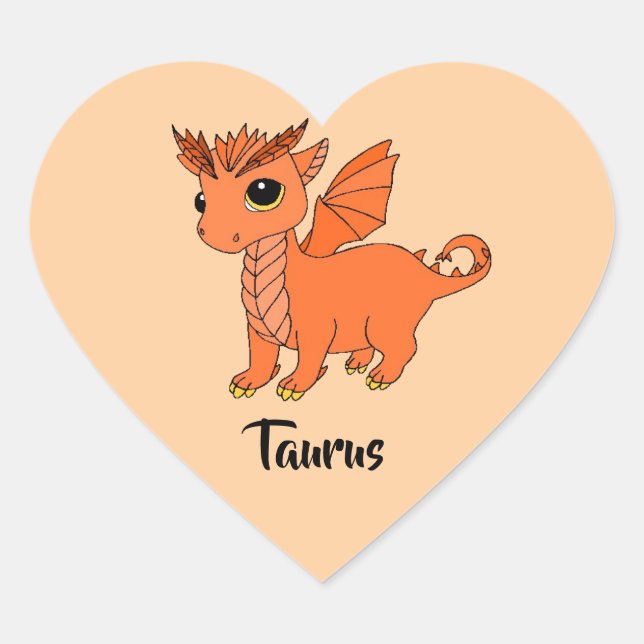 Sticker Cœur Baguette zodiaque design Taurus Dragon (Devant)