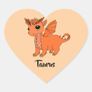Sticker Cœur Baguette zodiaque design Taurus Dragon
