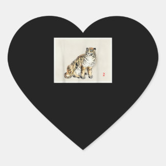 Sticker Cœur Bairei Gakan Meija Era Tigre d'art japonais