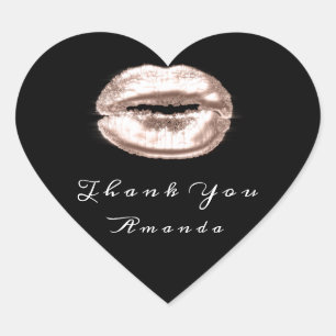 Sticker Cœur Baiser Lèvres noir blanc Rose maquillage nuptiale