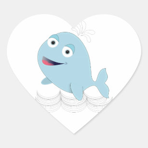 Sticker Cœur Baleine bleue