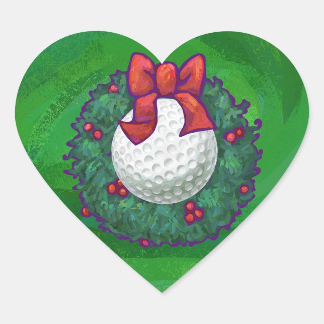 Sticker Cœur Ball de golf Fer de Noël en vert (Devant)