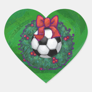 Sticker Cœur Balle de football Noël