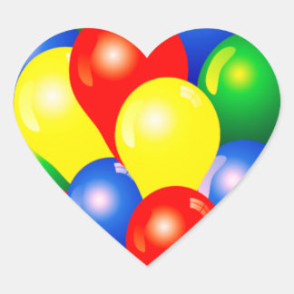 Sticker Cœur Ballons colorés modèle de fête d'anniversaire