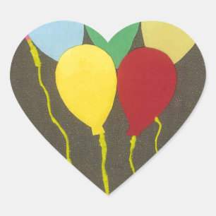 Sticker Cœur Ballons d'anniversaire colorés Design graphique