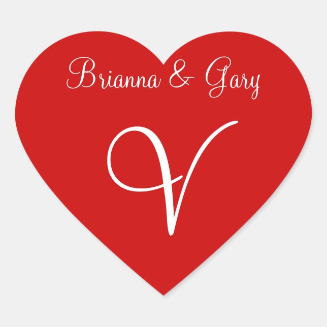 Sticker Cœur Ballons rouge Votre Mariage Monogramme (Devant)