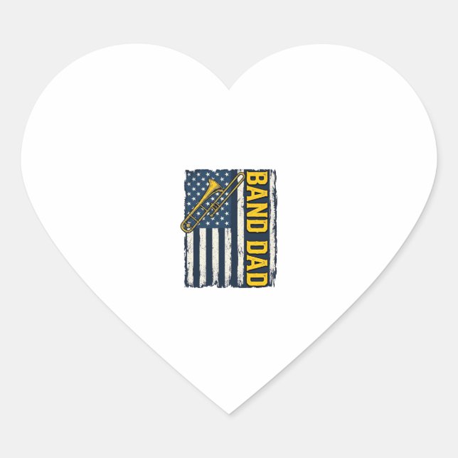 Sticker Cœur Band Dad Trombone American Flag Vintage Shirt Desi (Devant)