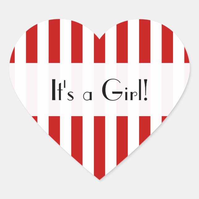 Sticker Cœur Bandes rouges, Lignes, Motif rayé, Baby shower (Devant)