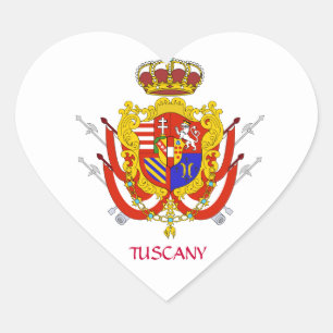 Sticker Cœur Bannière rouge blanc Grand-Duché de Toscane