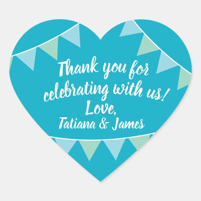 Sticker Cœur Bannières cardiaques de Merci personnalisables de  (Devant)