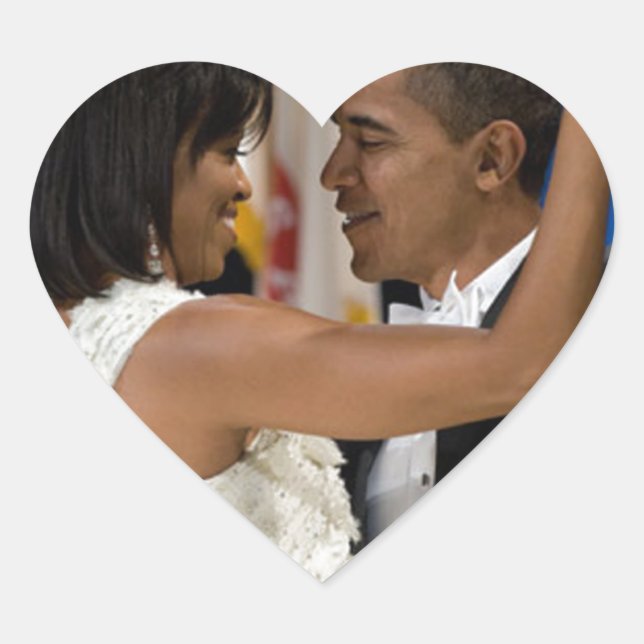 Sticker Cœur Barack et Michelle Obama (Devant)