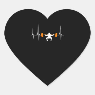 Sticker Cœur Barbell Poids Heartbeat Bodybuilding