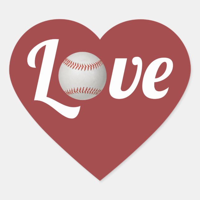 Sticker Cœur Baseball Amour Sports Thème Mariage Favoriser Merc (Devant)