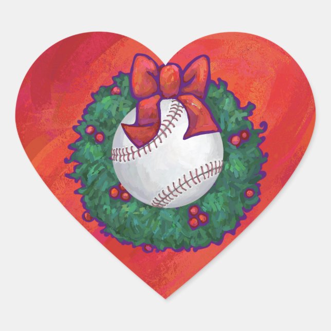 Sticker Cœur Baseball en couronne rouge (Devant)