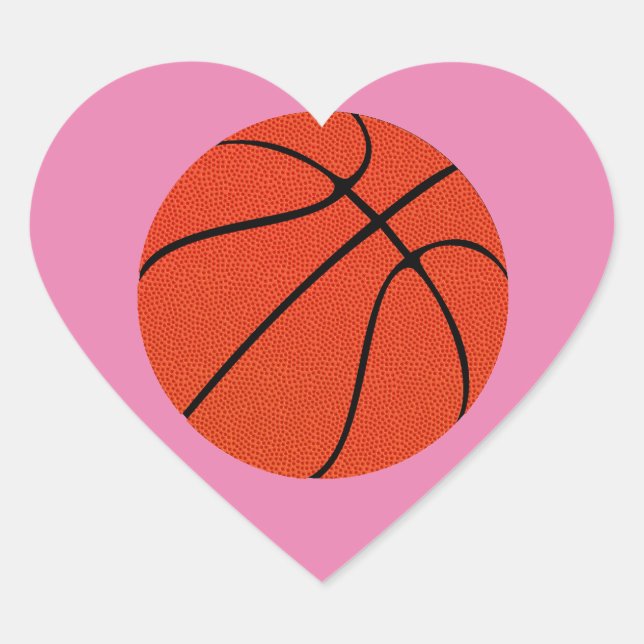 Sticker Cœur Basket-ball Cute Arrière - plan Couleur Personnali (Devant)