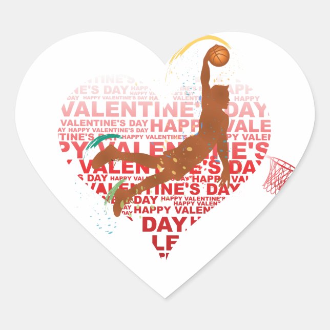 Sticker Cœur Basket-ball Valentine's Day Gift Basketball (Devant)