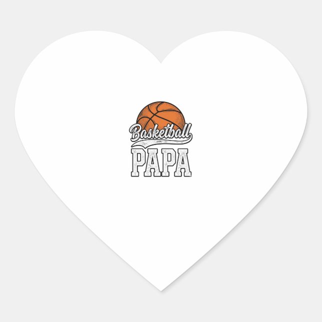 Sticker Cœur Basketball Papa Vintage Engraving Shirt Design_1 (Devant)