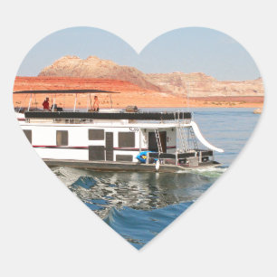 Sticker Cœur Bateau domestique faisant des vagues, Lac Powell, 