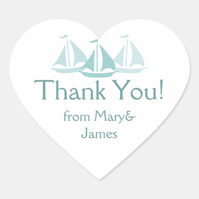 Sticker Cœur Bateaux Bleus Mariage Nautique (Devant)