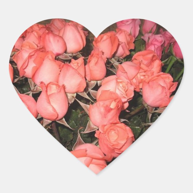 STICKER CŒUR BÂTIMENTS DE MARIAGE ROSES EN FORME DE COEUR (Devant)