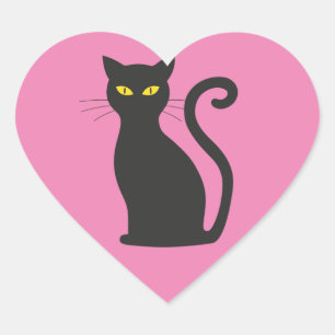 STICKER CŒUR BÂTIMENTS EN FORME DE COEUR EN CHAT NOIR