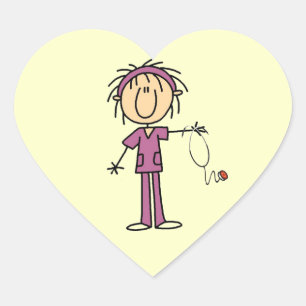 Sticker Cœur Bâton blanc pour femmes Figure Infirmière T-shirts
