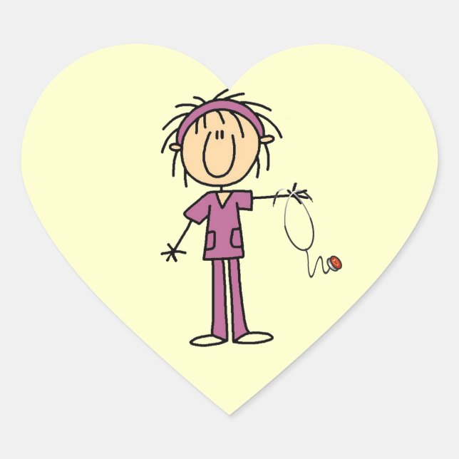 Sticker Cœur Bâton blanc pour femmes Figure Infirmière T-shirts (Devant)