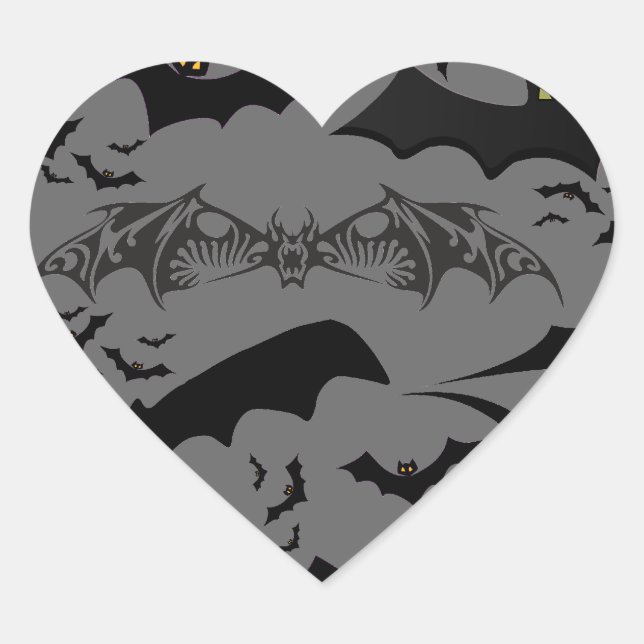 Sticker Cœur Bats d'Halloween (Devant)