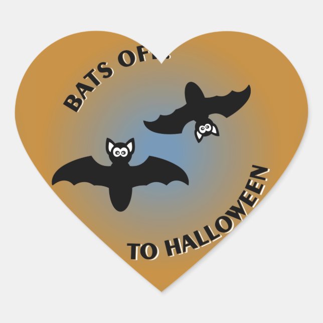 Sticker Cœur Bats d'Halloween bleu orange (Devant)