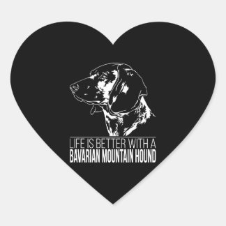 Sticker Cœur Bavarian Mountain Hound vie meilleur chien dire